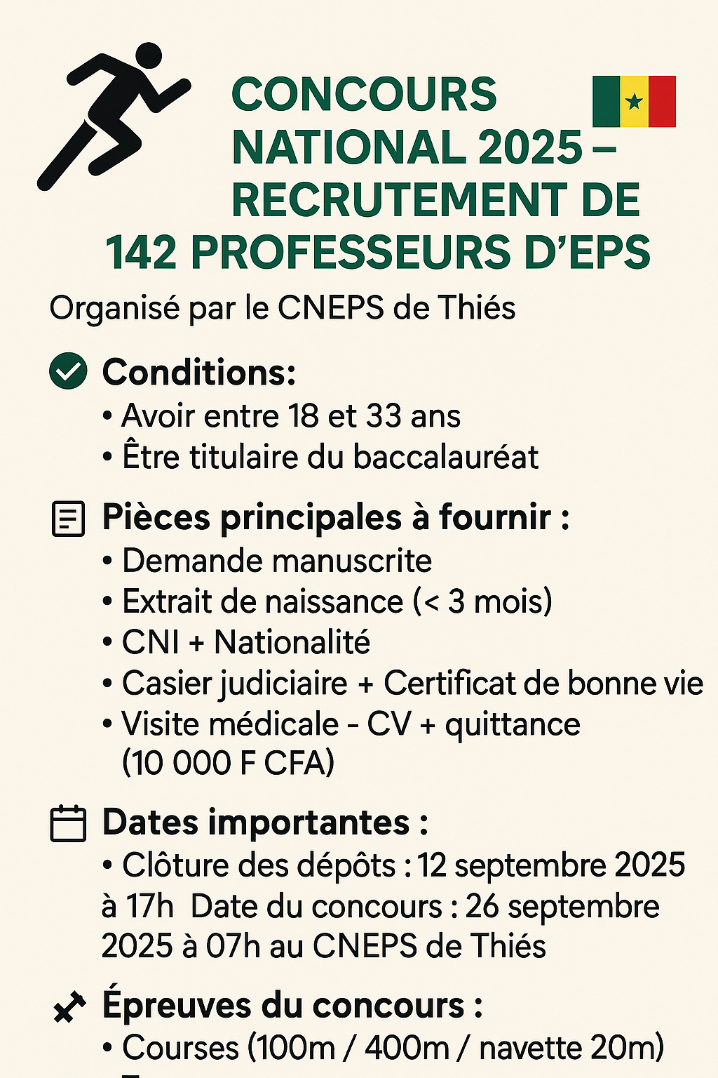 Concours National 2025 – Recrutement de 142 Professeurs d’EPS